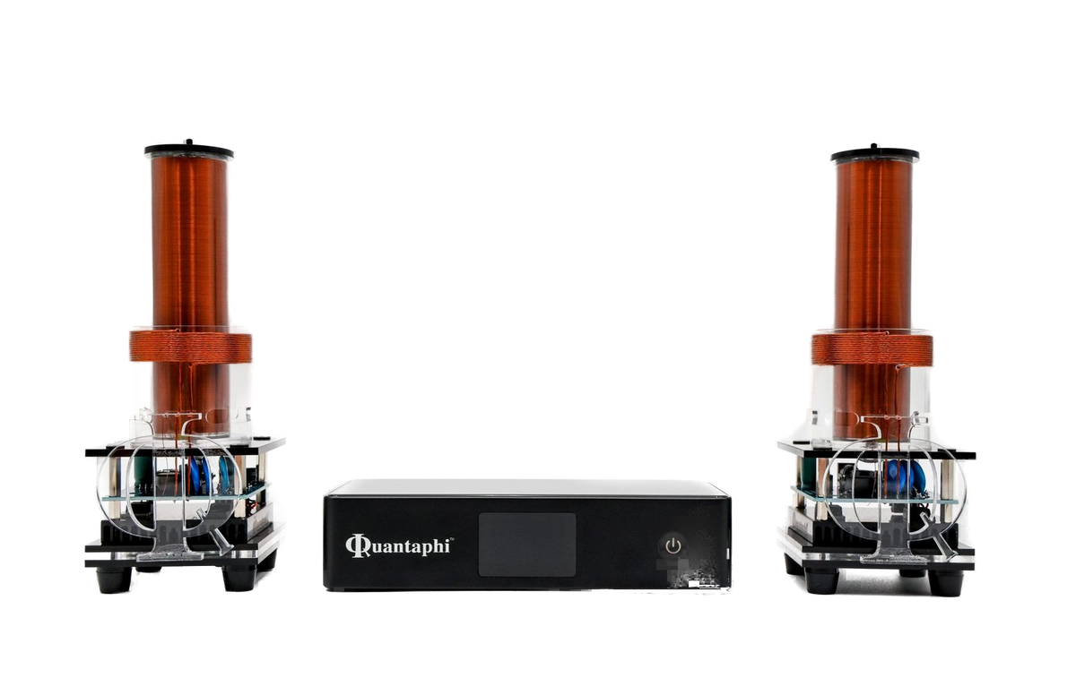 Quantaphi system: two Tesla coils and the central control unit.