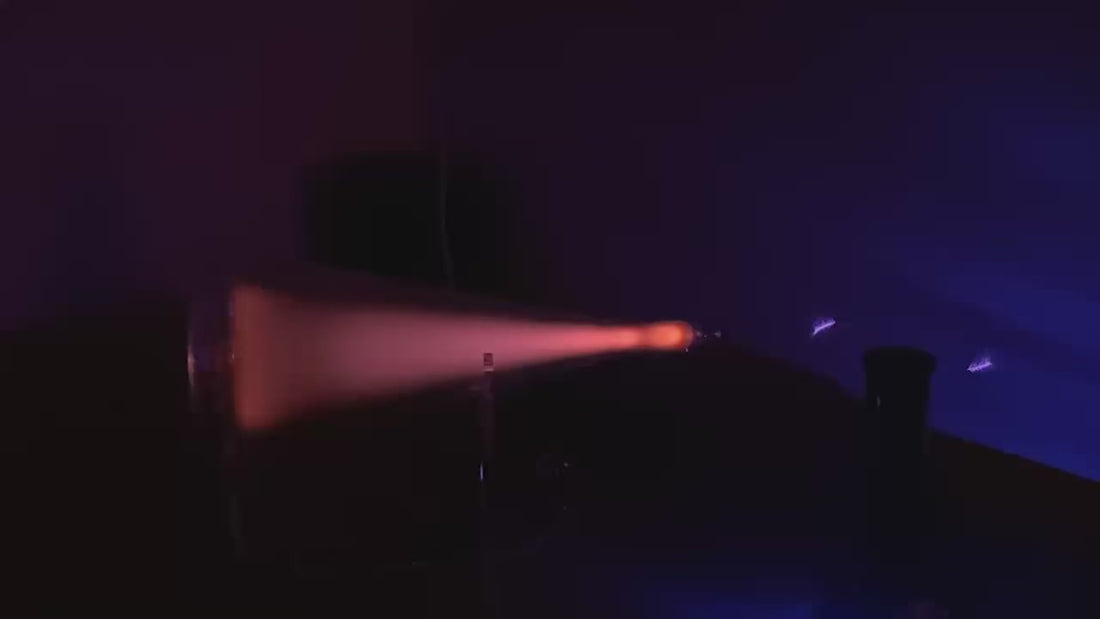 slow motion video of the Quantaphi antenna spinning and lighting up the plasma in a Quantaphi tube